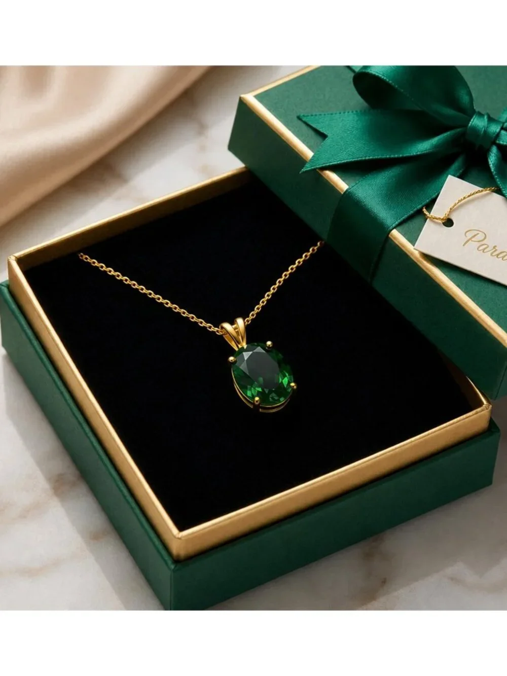 Genuine 2.94 Carats Tsavorite Pendant Solid 14k Gold